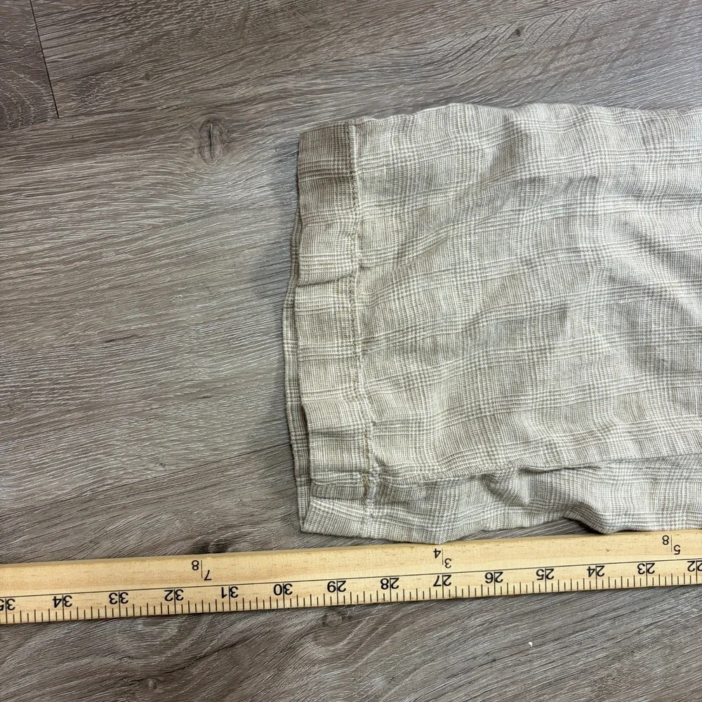 J Crew Classic Fit Linen Trousers 36x32 (Fits 36x30) Plaid Beige 100% Linen